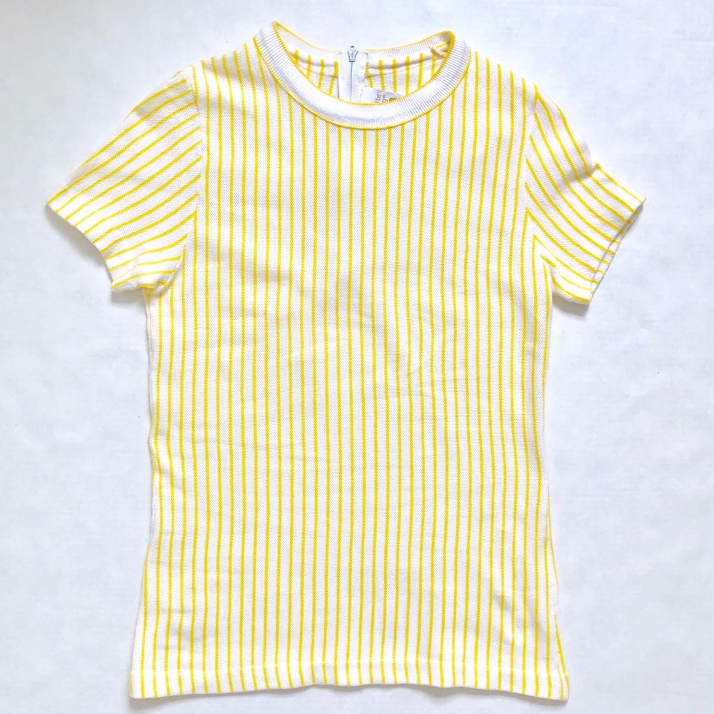 Vintage White & Yellow Vertical Striped T-shirt - Picture 4 of 8